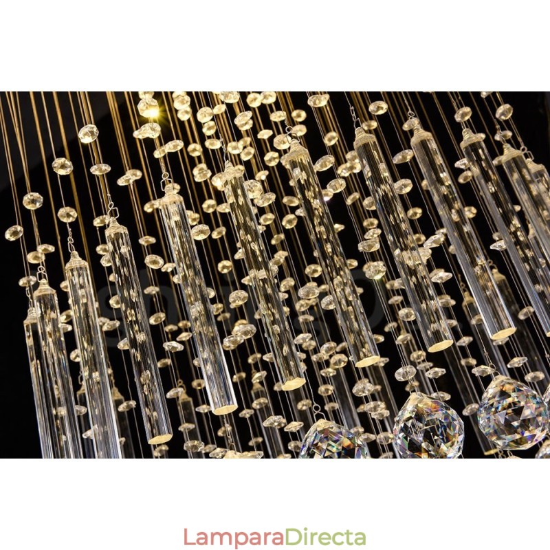 Lámpara de araña contemporánea moderna con montaje empotrado, lámpara colgante con forma de gota de lluvia de cristal