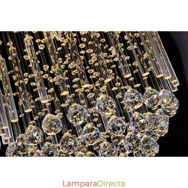 Lámpara de araña contemporánea moderna con montaje empotrado, lámpara colgante con forma de gota de lluvia de cristal