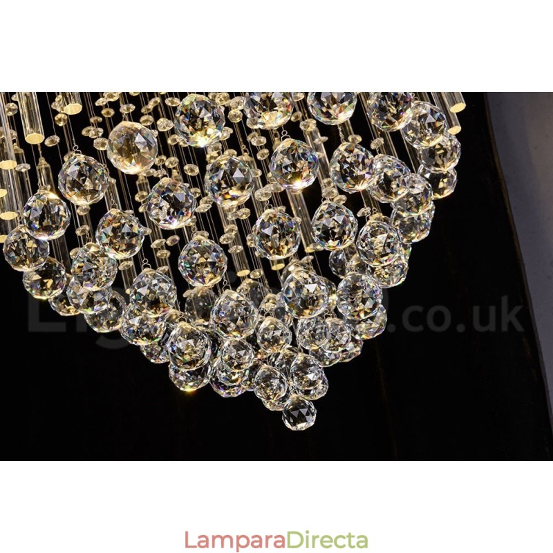 Lámpara de araña contemporánea moderna con montaje empotrado, lámpara colgante con forma de gota de lluvia de cristal