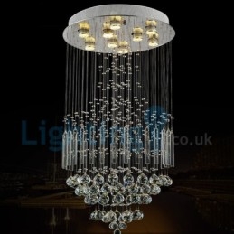 Lámpara de araña contemporánea moderna con montaje empotrado, lámpara colgante con forma de gota de lluvia de cristal