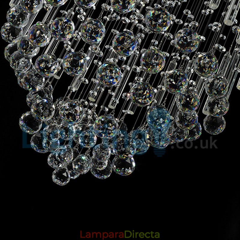 Lámpara de araña contemporánea moderna con montaje empotrado, lámpara colgante con forma de gota de lluvia de cristal