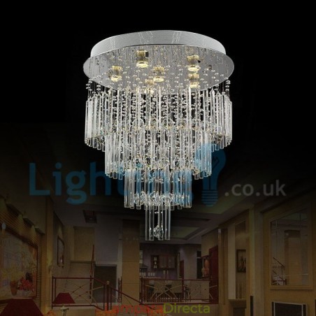 Lámpara de araña contemporánea moderna con montaje empotrado, lámpara colgante con forma de gota de lluvia de cristal Lámpara de araña contemporánea moderna con montaje empotrado, lámpara colgante con forma de gota de lluvia de cristal