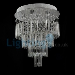 Lámpara de araña contemporánea moderna con montaje empotrado, lámpara colgante con forma de gota de lluvia de cristal