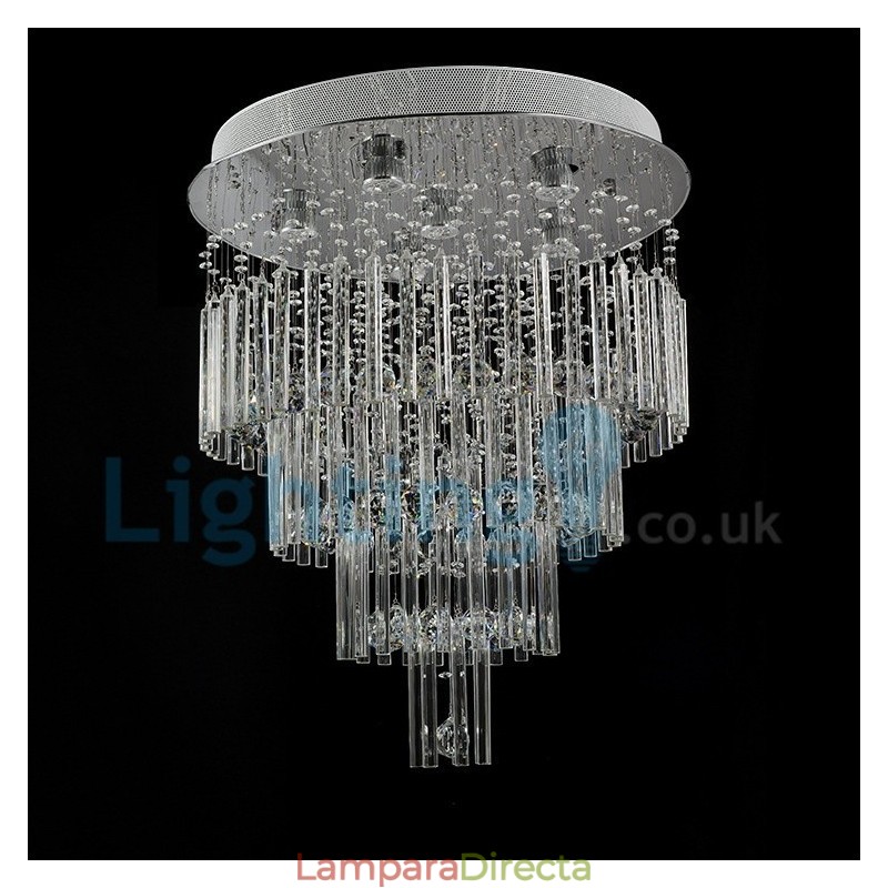 Lámpara de araña contemporánea moderna con montaje empotrado, lámpara colgante con forma de gota de lluvia de cristal