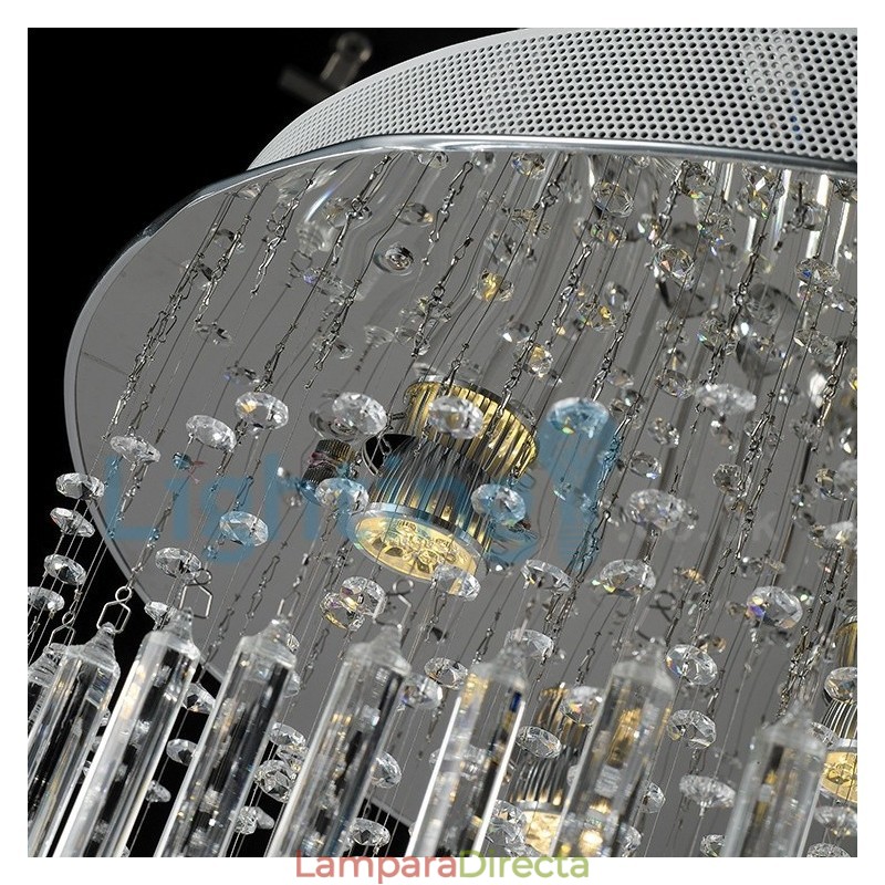 Lámpara de araña contemporánea moderna con montaje empotrado, lámpara colgante con forma de gota de lluvia de cristal