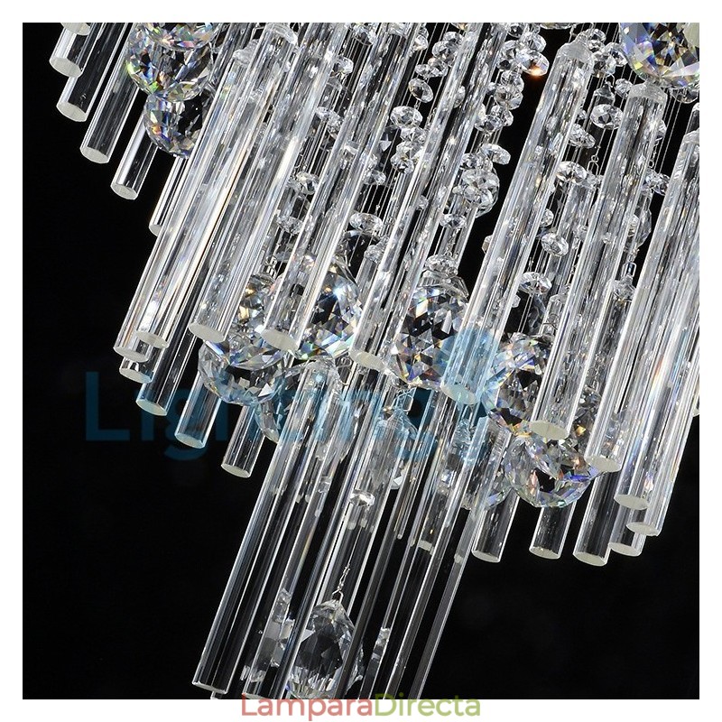 Lámpara de araña contemporánea moderna con montaje empotrado, lámpara colgante con forma de gota de lluvia de cristal