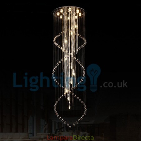 Lámpara de araña contemporánea moderna con montaje empotrado, lámpara colgante con forma de gota de lluvia de cristal Lámpara de araña contemporánea moderna con montaje empotrado, lámpara colgante con forma de gota de lluvia de cristal