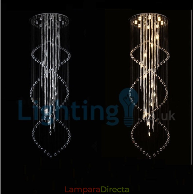 Lámpara de araña contemporánea moderna con montaje empotrado, lámpara colgante con forma de gota de lluvia de cristal