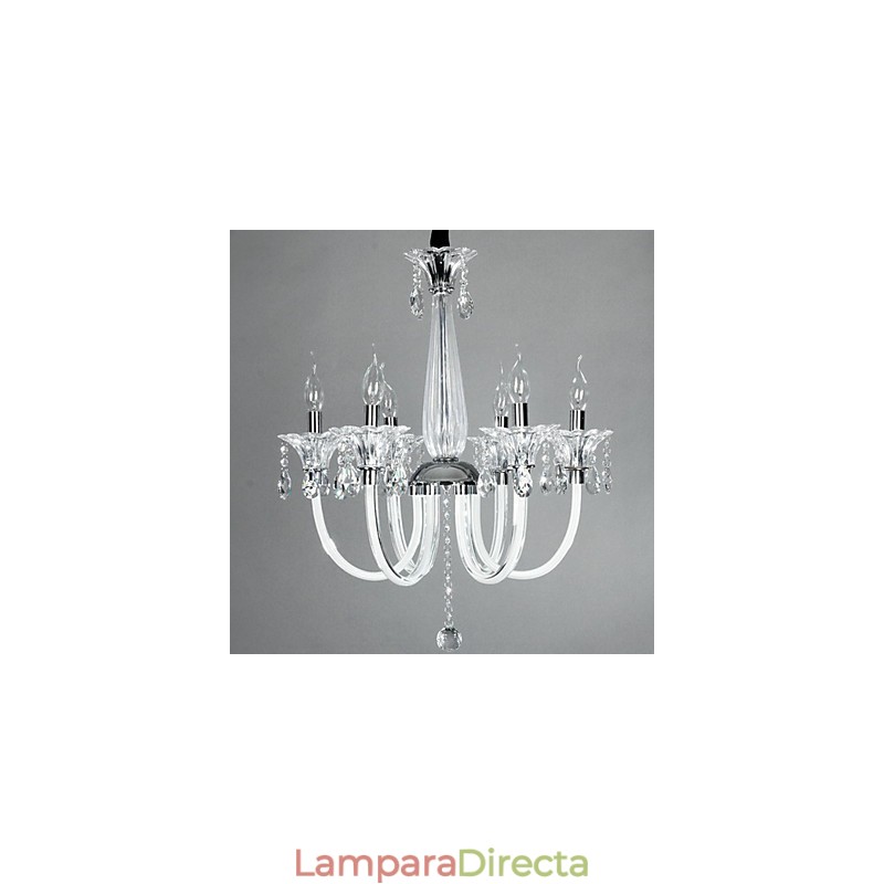 Lámpara de araña estilo americano Lodge de 6 luces con pantalla de vidrio
