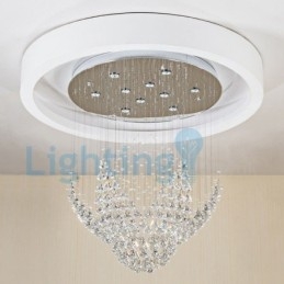 Lámpara de araña contemporánea moderna con montaje empotrado, lámpara colgante con forma de gota de lluvia de cristal
