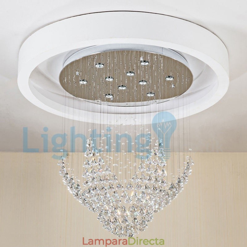 Lámpara de araña contemporánea moderna con montaje empotrado, lámpara colgante con forma de gota de lluvia de cristal