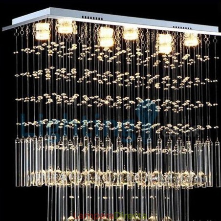 Lámpara de araña contemporánea moderna con montaje empotrado, lámpara colgante con forma de gota de lluvia de cristal Lámpara de araña contemporánea moderna con montaje empotrado, lámpara colgante con forma de gota de lluvia de cristal