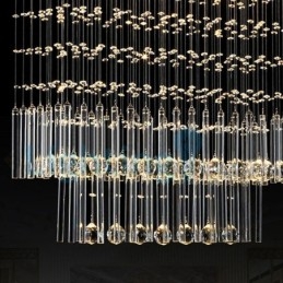 Lámpara de araña contemporánea moderna con montaje empotrado, lámpara colgante con forma de gota de lluvia de cristal