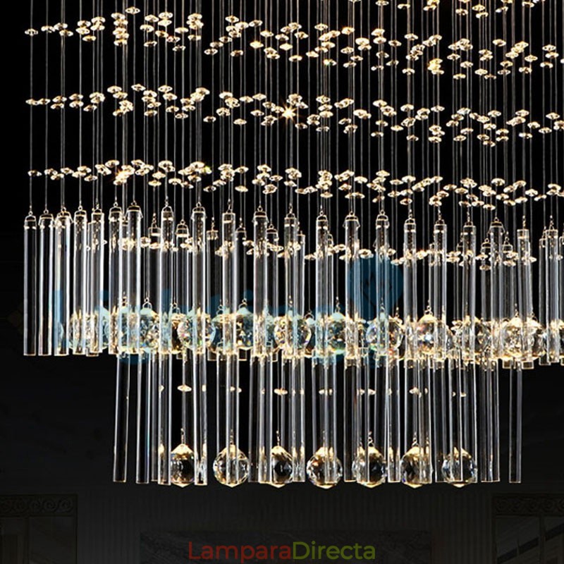 Lámpara de araña contemporánea moderna con montaje empotrado, lámpara colgante con forma de gota de lluvia de cristal