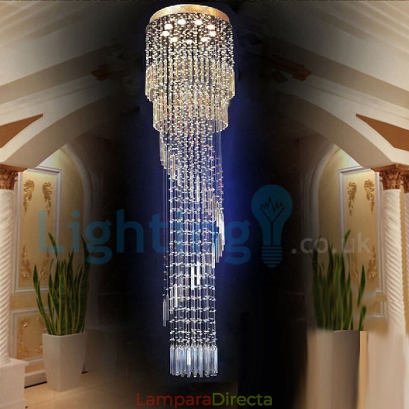 Lámpara de araña contemporánea moderna con montaje empotrado, lámpara colgante con forma de gota de lluvia de cristal