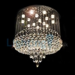 Lámpara de araña contemporánea moderna con montaje empotrado, lámpara colgante con forma de gota de lluvia de cristal