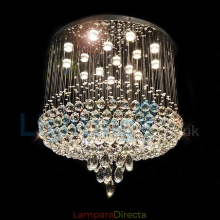 Lámpara de araña contemporánea moderna con montaje empotrado, lámpara colgante con forma de gota de lluvia de cristal Lámpara de araña contemporánea moderna con montaje empotrado, lámpara colgante con forma de gota de lluvia de cristal