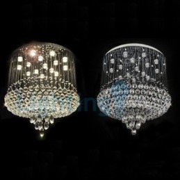 Lámpara de araña contemporánea moderna con montaje empotrado, lámpara colgante con forma de gota de lluvia de cristal