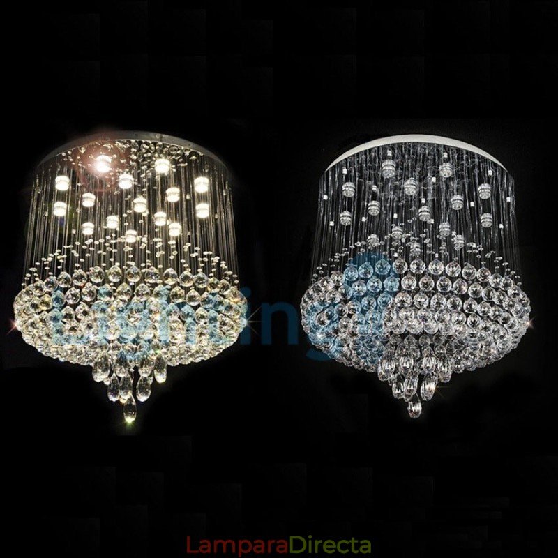 Lámpara de araña contemporánea moderna con montaje empotrado, lámpara colgante con forma de gota de lluvia de cristal