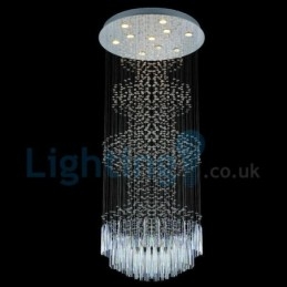 Lámpara de araña contemporánea moderna con montaje empotrado, lámpara colgante con forma de gota de lluvia de cristal