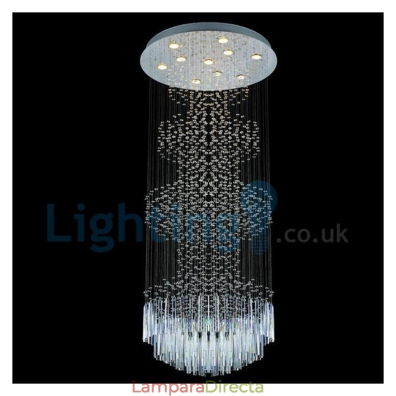 Lámpara de araña contemporánea moderna con montaje empotrado, lámpara colgante con forma de gota de lluvia de cristal