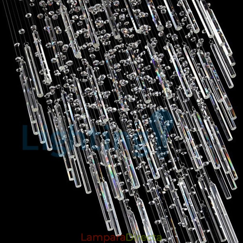 Lámpara de araña contemporánea moderna con montaje empotrado, lámpara colgante con forma de gota de lluvia de cristal