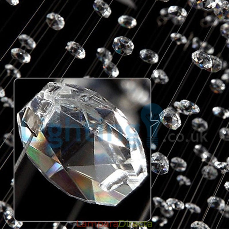 Lámpara de araña contemporánea moderna con montaje empotrado, lámpara colgante con forma de gota de lluvia de cristal