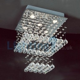 Lámpara de araña contemporánea moderna con montaje empotrado, lámpara colgante con forma de gota de lluvia de cristal