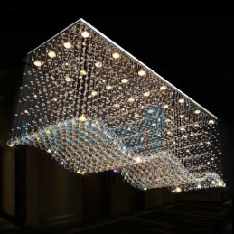 Lámpara de araña contemporánea moderna con montaje empotrado, lámpara colgante con forma de gota de lluvia de cristal