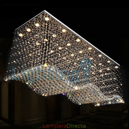 Lámpara de araña contemporánea moderna con montaje empotrado, lámpara colgante con forma de gota de lluvia de cristal Lámpara de araña contemporánea moderna con montaje empotrado, lámpara colgante con forma de gota de lluvia de cristal