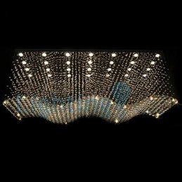 Lámpara de araña contemporánea moderna con montaje empotrado, lámpara colgante con forma de gota de lluvia de cristal