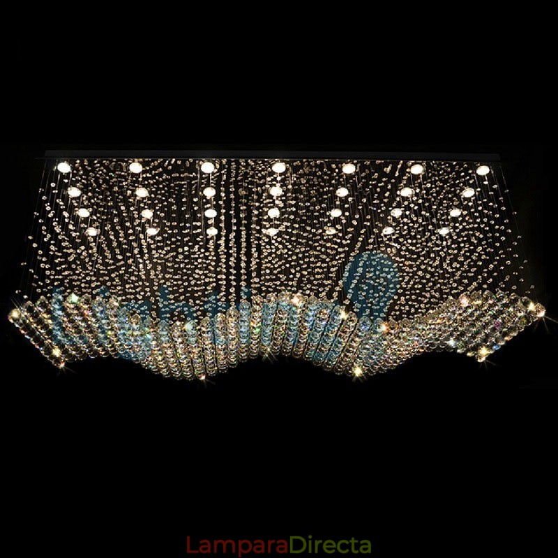 Lámpara de araña contemporánea moderna con montaje empotrado, lámpara colgante con forma de gota de lluvia de cristal