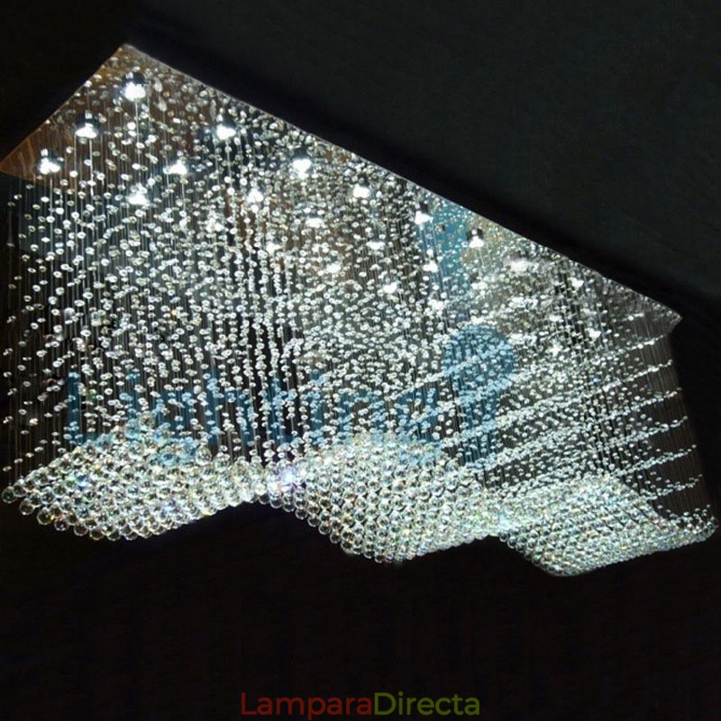 Lámpara de araña contemporánea moderna con montaje empotrado, lámpara colgante con forma de gota de lluvia de cristal