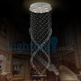 Lámpara de araña contemporánea moderna con montaje empotrado, lámpara colgante con forma de gota de lluvia de cristal