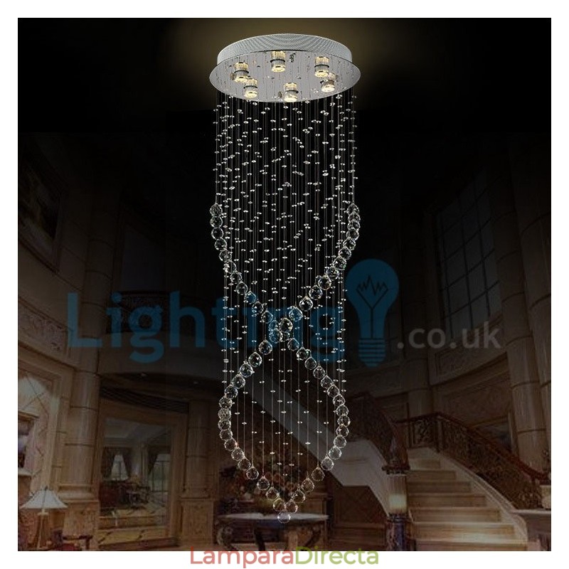 Lámpara de araña contemporánea moderna con montaje empotrado, lámpara colgante con forma de gota de lluvia de cristal