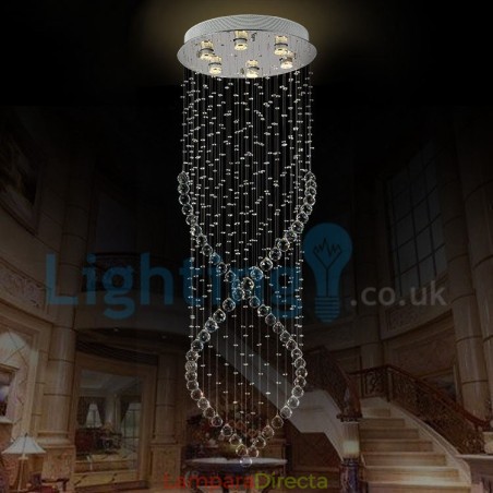 Lámpara de araña contemporánea moderna con montaje empotrado, lámpara colgante con forma de gota de lluvia de cristal Lámpara de araña contemporánea moderna con montaje empotrado, lámpara colgante con forma de gota de lluvia de cristal