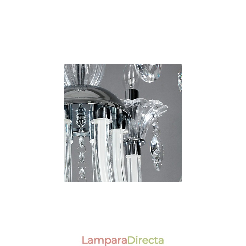 Lámpara de araña estilo americano Lodge de 6 luces con pantalla de vidrio