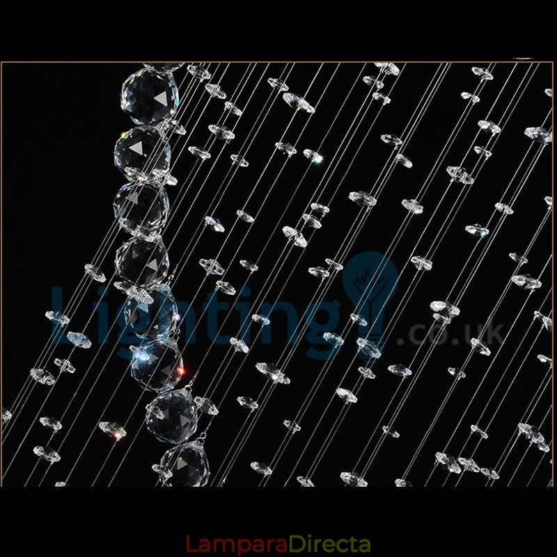Lámpara de araña contemporánea moderna con montaje empotrado, lámpara colgante con forma de gota de lluvia de cristal