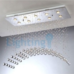 Lámpara de araña contemporánea moderna con montaje empotrado, lámpara colgante con forma de gota de lluvia de cristal