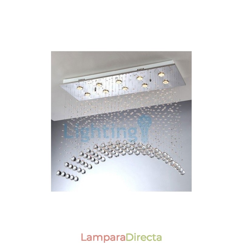Lámpara de araña contemporánea moderna con montaje empotrado, lámpara colgante con forma de gota de lluvia de cristal