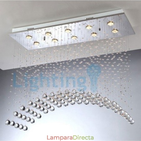 Lámpara de araña contemporánea moderna con montaje empotrado, lámpara colgante con forma de gota de lluvia de cristal Lámpara de araña contemporánea moderna con montaje empotrado, lámpara colgante con forma de gota de lluvia de cristal