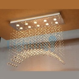 Lámpara de araña contemporánea moderna con montaje empotrado, lámpara colgante con forma de gota de lluvia de cristal
