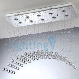 Lámpara de araña contemporánea moderna con montaje empotrado, lámpara colgante con forma de gota de lluvia de cristal
