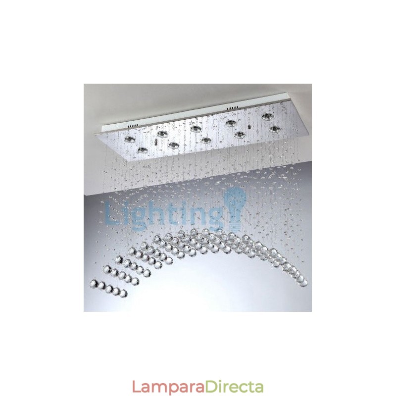 Lámpara de araña contemporánea moderna con montaje empotrado, lámpara colgante con forma de gota de lluvia de cristal