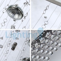 Lámpara de araña contemporánea moderna con montaje empotrado, lámpara colgante con forma de gota de lluvia de cristal