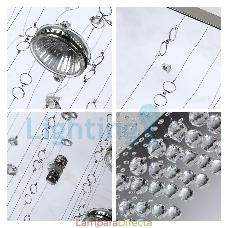 Lámpara de araña contemporánea moderna con montaje empotrado, lámpara colgante con forma de gota de lluvia de cristal