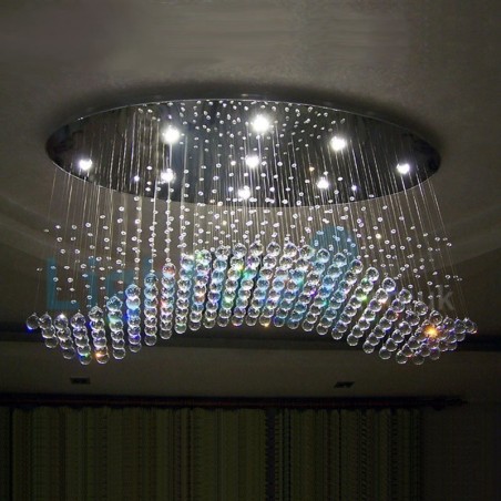 Lámpara de araña contemporánea moderna con montaje empotrado, lámpara colgante con forma de gota de lluvia de cristal