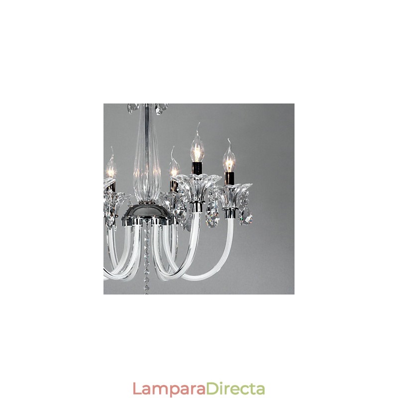 Lámpara de araña estilo americano Lodge de 6 luces con pantalla de vidrio