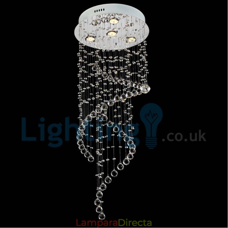 Lámpara de araña contemporánea moderna con montaje empotrado, lámpara colgante con forma de gota de lluvia de cristal