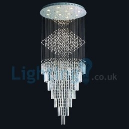 Lámpara de araña contemporánea moderna con montaje empotrado, lámpara colgante con forma de gota de lluvia de cristal